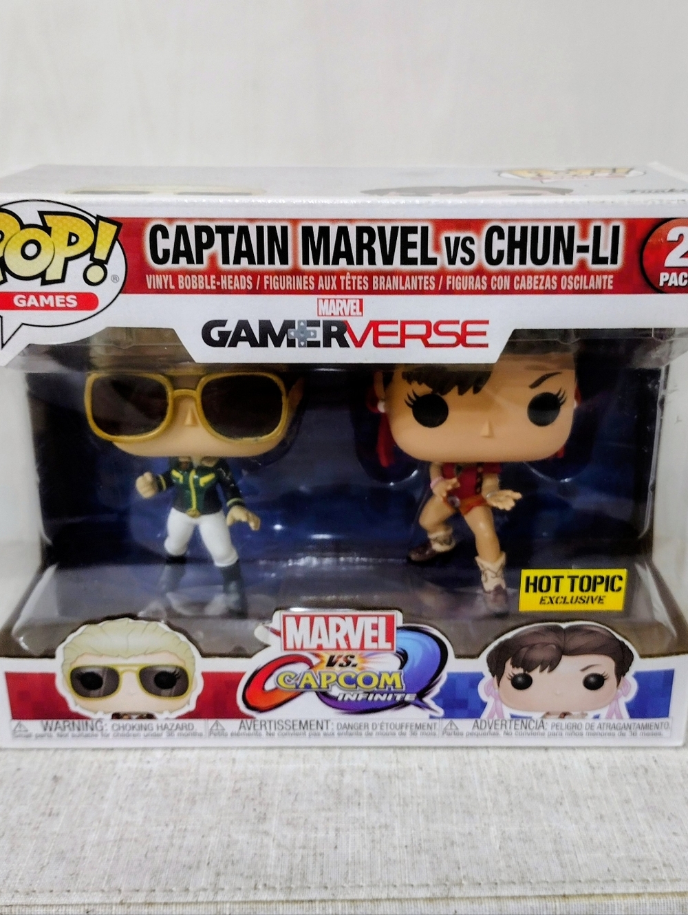 Funko Pop! Gamerverse Captain Marvel vs Chun-Li 2-Pack - Red, Blue, Gold